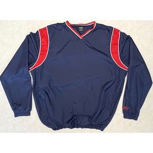Rawlings Mesh Lined Blue Red Stripe V-Neck Pullover Windbreaker Jacket XL